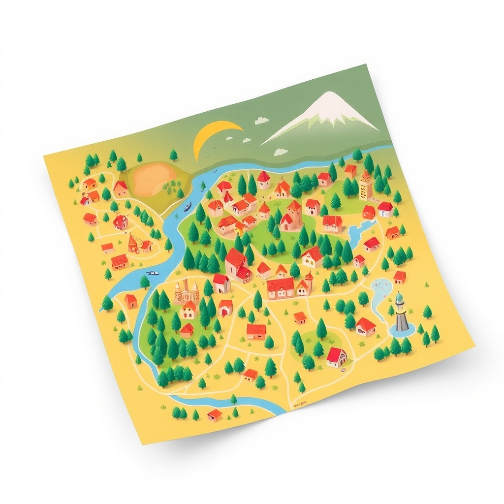 I have cities but no houses, forests but no trees, and water but no fish. What am I?
