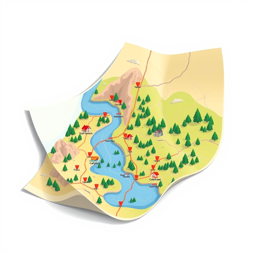 I have cities but no houses, forests but no trees, and water but no fish. What am I?
